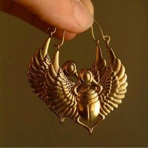 Scarab Insect Egyptian Talisman Wings Earrings